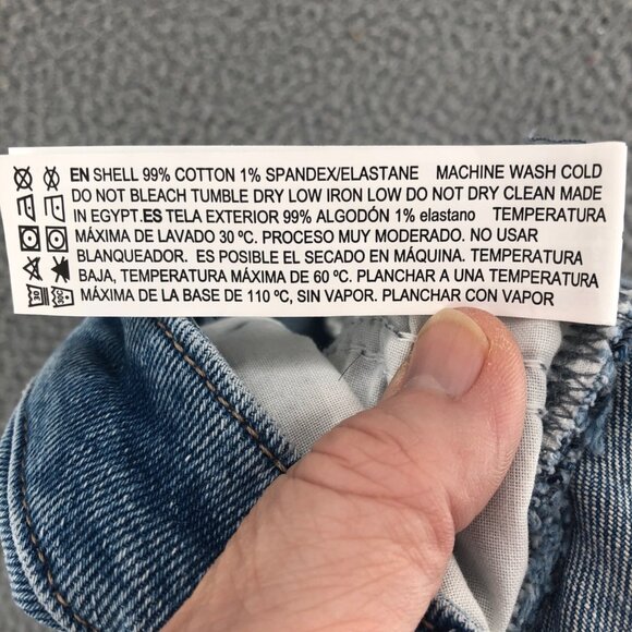 Forever 21 Jeans Womens 25 90s Fit Blue Colorblock Relaxed Frayed Button Fly NWT - Picture 10 of 11